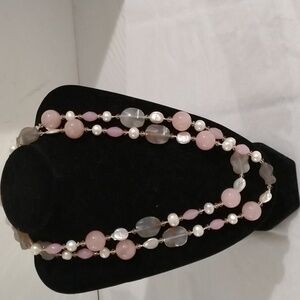Glass stone beaded necklace
